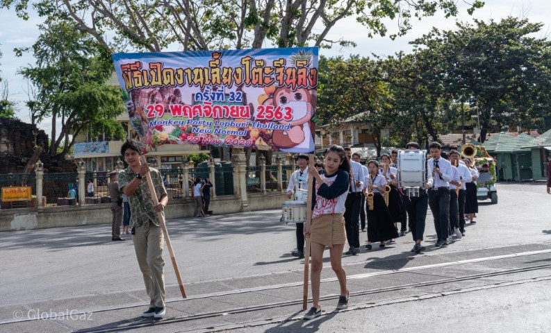 marching band at lopburi monkey festival